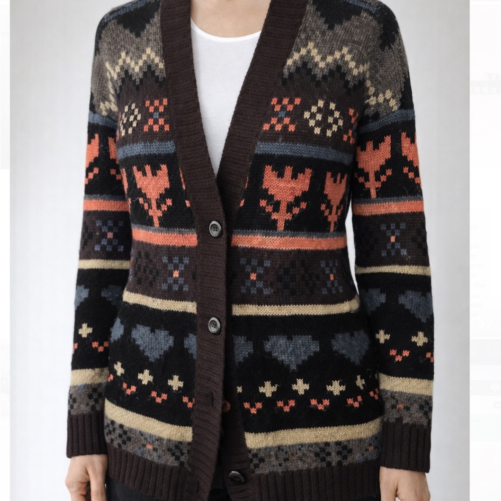 Kirra Black Knit Cardigan with Flower design